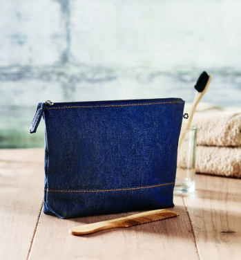 Logotrade promotional gift image of: Recycled denim cosmetic pouch