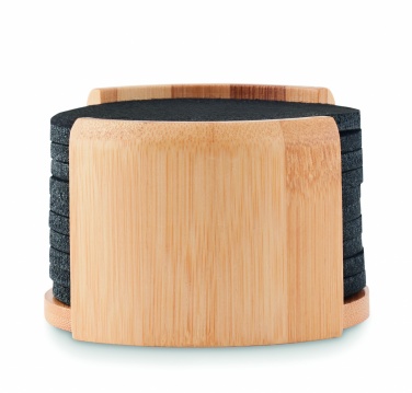 Logotrade promotional product picture of: RPET coasters in bamboo holder