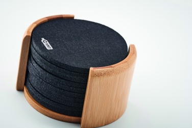 Logotrade promotional merchandise photo of: RPET coasters in bamboo holder