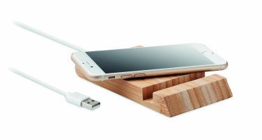 Logo trade advertising products picture of: Bamboo wireless charger  10W ODOS