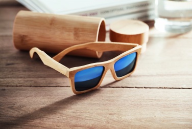Logo trade promotional products image of: Sunglasses and case in bamboo KEILA