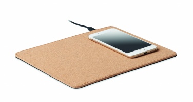 Logo trade corporate gift photo of: Cork mouse mat charger 15W