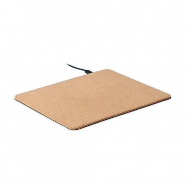 Logo trade corporate gift photo of: Cork mouse mat charger 15W