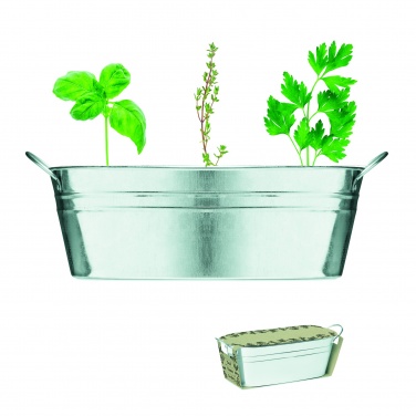 Logo trade business gift photo of: Zinc tub with 3 herbs seeds