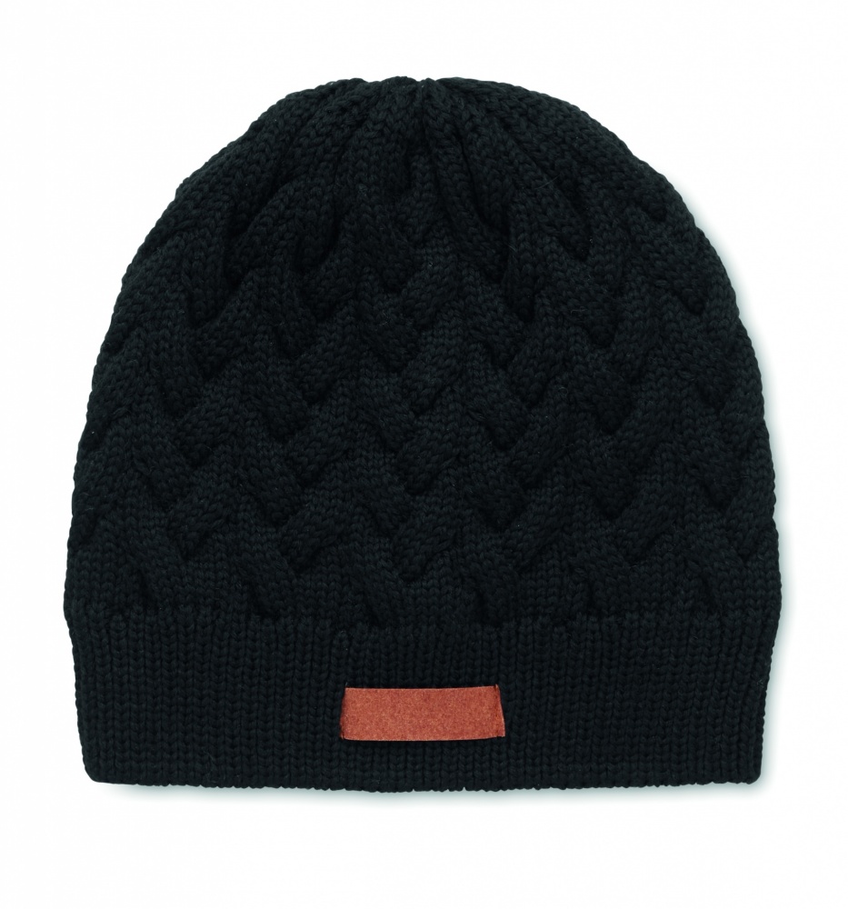 Logo trade promotional merchandise image of: Cable knit beanie in RPET