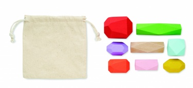 Logo trade promotional product photo of: 8 stacking wood rocks in pouch