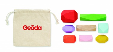 Logo trade business gift photo of: 8 stacking wood rocks in pouch