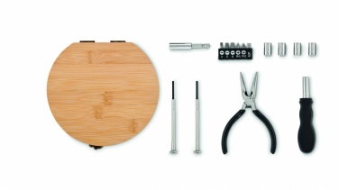Logo trade promotional giveaway photo of: 15 piece tool set bamboo case