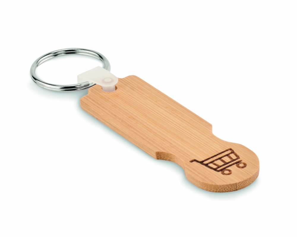 Logotrade advertising product picture of: Bamboo euro token key ring Rauma