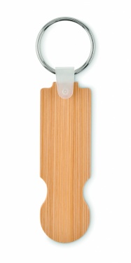 Logotrade promotional gift picture of: Bamboo euro token key ring Rauma