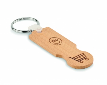 Logo trade promotional gifts image of: Bamboo euro token key ring Rauma