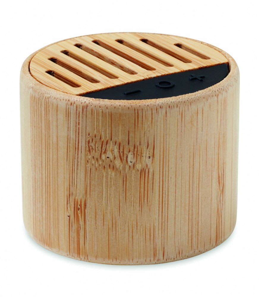 Logo trade corporate gifts picture of: Round bamboo wireless speaker