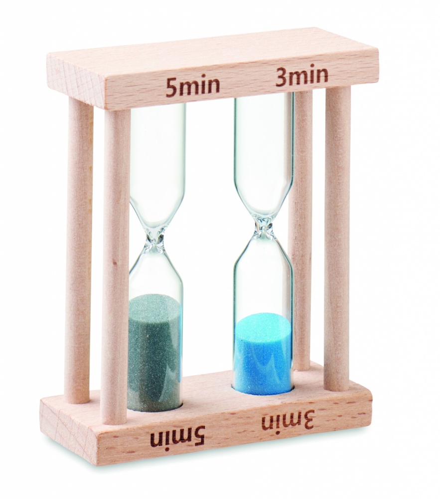 Logo trade promotional merchandise image of: Set of 2 wooden sand timers