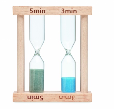 Logo trade promotional merchandise picture of: Set of 2 wooden sand timers