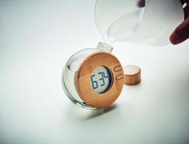 Logo trade promotional products image of: Water powered bamboo LCD clock