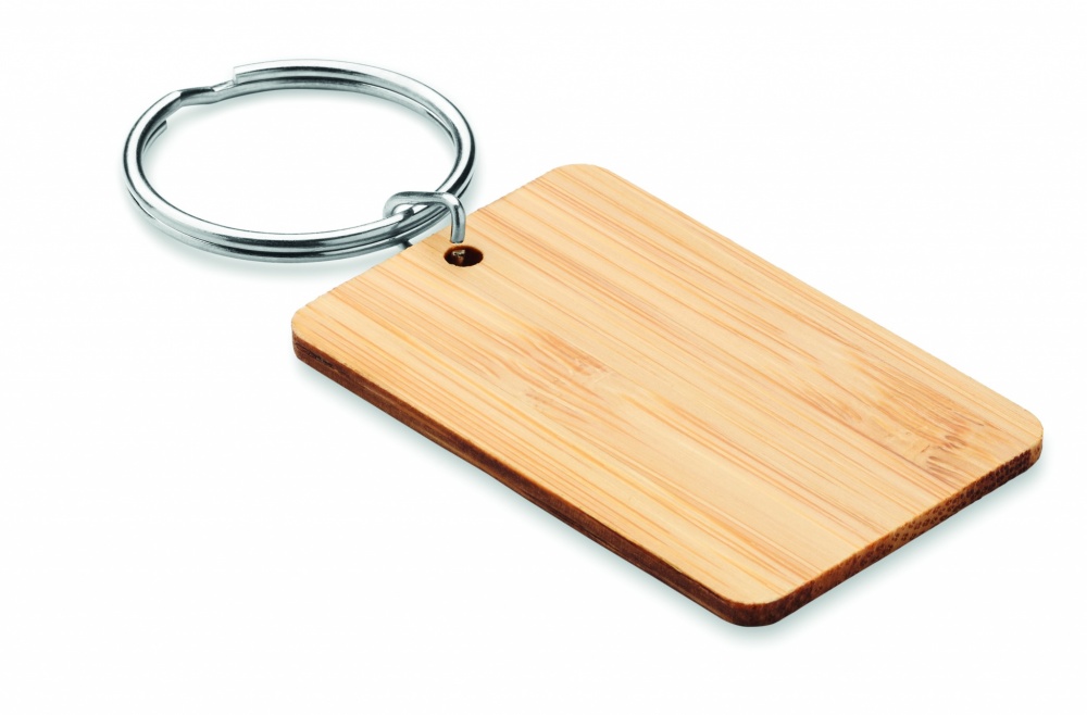 Logotrade promotional giveaway picture of: Rectangular bamboo key ring Riihimäki