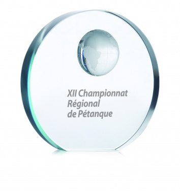 Logo trade promotional giveaways picture of: Globe glass trophy