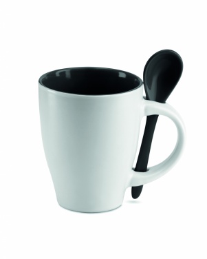 Logo trade business gifts image of: Bicolour mug with spoon 250 ml