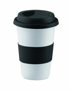 Logo trade promotional giveaways picture of: Ceramic mug w/ lid and sleeve