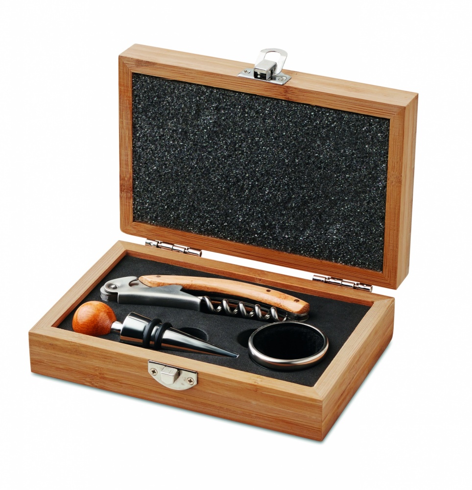 Logo trade promotional giveaway photo of: Wine set in bamboo box