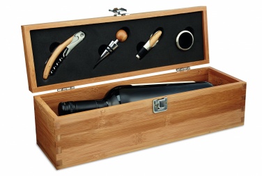 Logo trade promotional products image of: Wine set in bamboo box