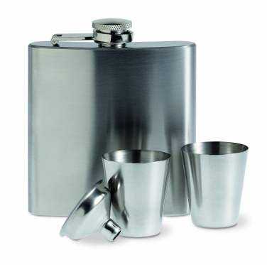 Logotrade promotional giveaway picture of: Slim hip flask w 2 cups set