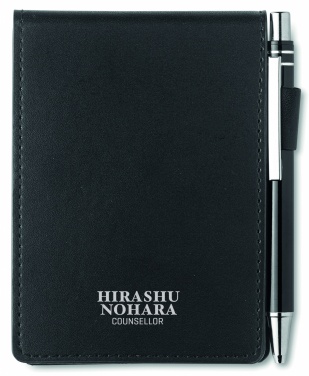 Logo trade promotional gifts picture of: A7 notepad in PU pouch w/pen