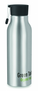 Logo trade promotional products image of: Single-walled 500 ml aluminum bottle with a PP cap and a silicone strap