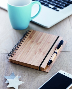 Logo trade promotional gifts picture of: Bamboo notebook with pen lined BAMBLOC