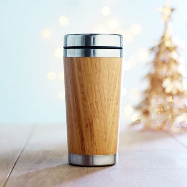 Logotrade promotional item image of: Double wall bamboo flask 430ml