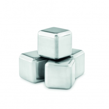 Logo trade advertising products image of: Set of 4 SS ice cubes in pouch