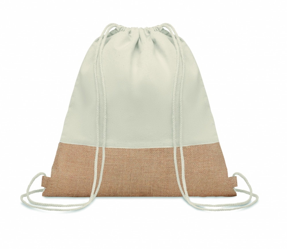 Logo trade promotional giveaway photo of: Drawstring bag w/ jute details