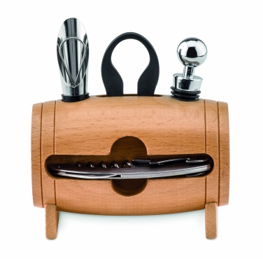 Logo trade promotional merchandise photo of: 4 pcs wine set in wooden stand