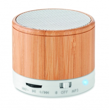 Logo trade advertising product photo of: Round Bamboo wireless speaker
