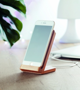Logotrade promotional merchandise picture of: Bamboo wireless charge stand 5W WIRESTAND