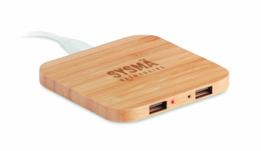 Logo trade business gifts image of: Bamboo wireless charge pad 5W