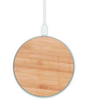 Logo trade business gifts image of: Bamboo wireless charger 10W DESPAD