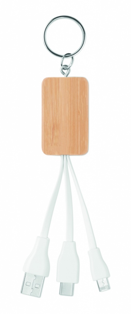 Logo trade promotional giveaways picture of: Bamboo 3-in-1 cable