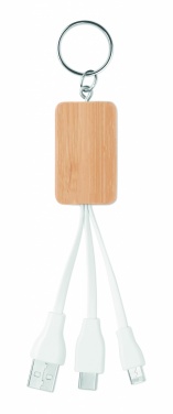 Logo trade promotional merchandise picture of: Bamboo 3-in-1 cable