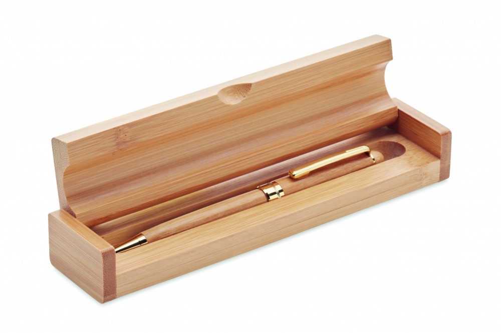 Logotrade promotional merchandise image of: Bamboo twist-action ballpoint pen in a box