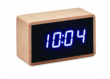 Logo trade advertising products picture of: LED alarm clock bamboo casing Düsseldorf