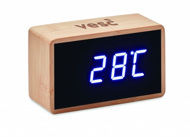 Logo trade business gift photo of: LED alarm clock bamboo casing Düsseldorf