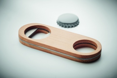 Logo trade promotional merchandise picture of: Oval Bamboo bottle opener VALBAMPER