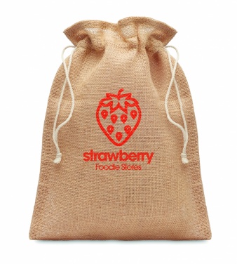 Logo trade corporate gift photo of: Small jute gift bag 14 x 22 cm