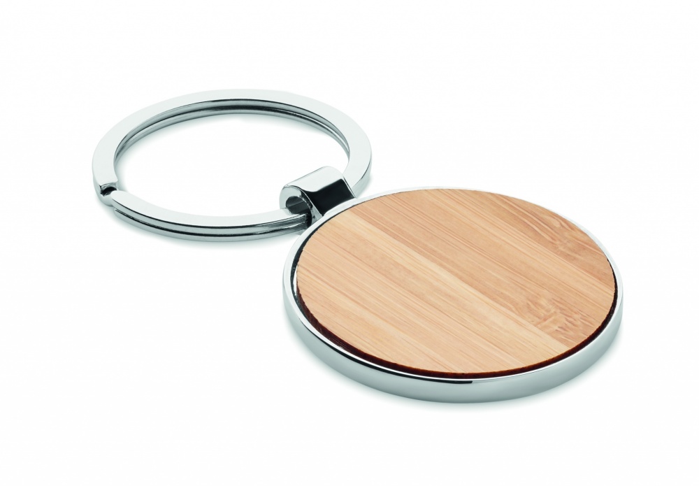 Logotrade advertising product picture of: Round key ring metal bamboo Dobele