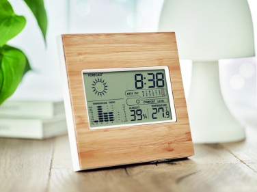 Logotrade promotional products photo of: Weather station bamboo front TURKU