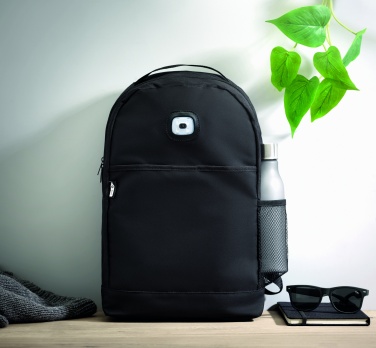 Logo trade promotional merchandise picture of: Backpack in RPET & COB light
