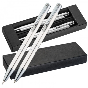 Logo trade advertising products image of: Metal writing set CLAREMONT