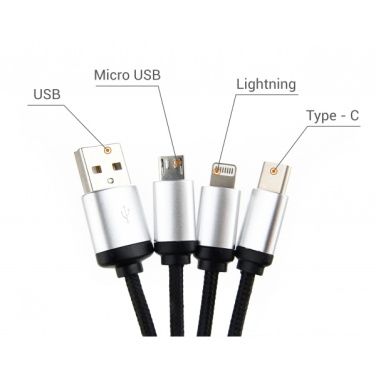 Logotrade corporate gift image of: 3in1 cable with enlighted logo for engraving, RXD-368