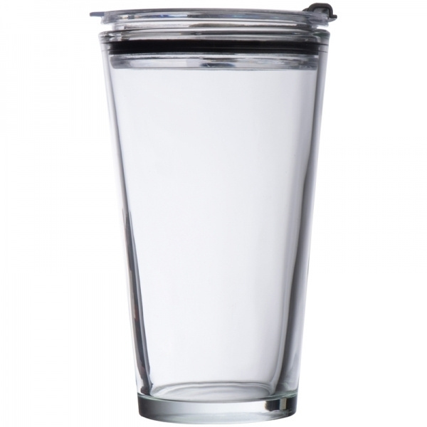 Logo trade promotional giveaways picture of: Glass mug with lid WATTENSCHEID 400 ml